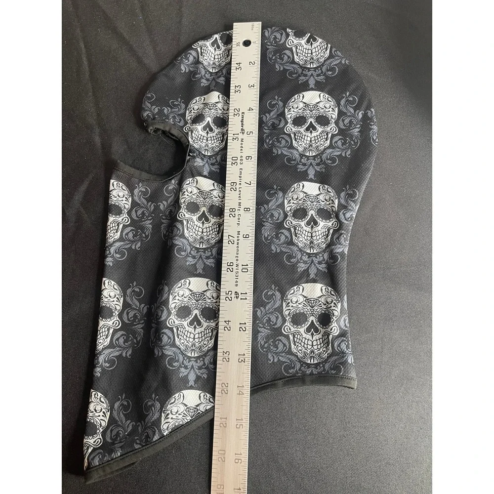 Sugar Skull Balaclava Face Mask Black Grey Damask Gothic Tactical Ski Hood Mask